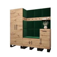 GARDEROBEN-SET 196/200/45,6 - Waldgrün/Schwarz, Holz/Kunststoff (200/196/45.6cm) - Abiks Möbel