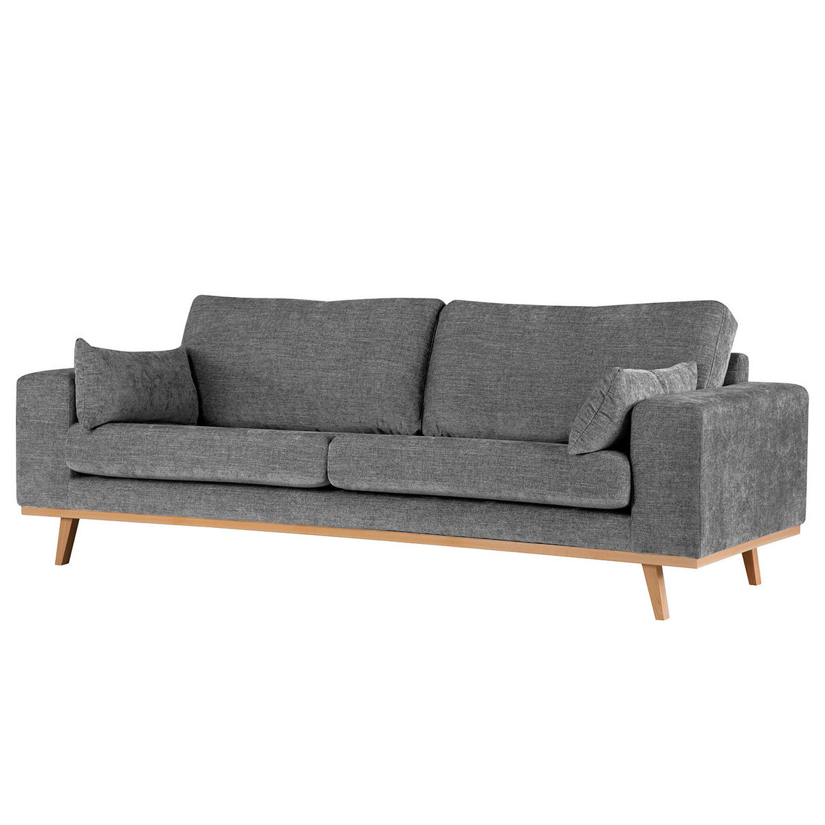 2-SITZER SOFA - Dunkelgrau/Buchefarben, Textil (197/81/88cm) - home24