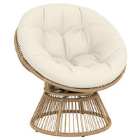 PAPASANSESSEL PE-Rattan Stahl Cremeweiß - Gelb/Creme, Kunststoff/Textil (81/87/93cm) - Outsunny