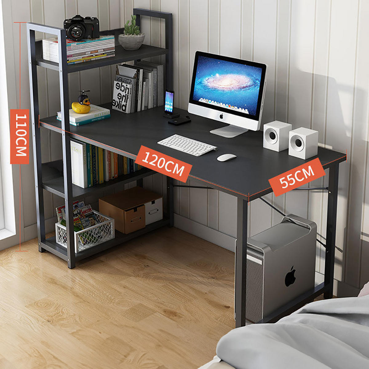 COMPUTERTISCH, schwarz, 120/55/70 cm - Schwarz, Holz (120/70/55cm) - MUVU