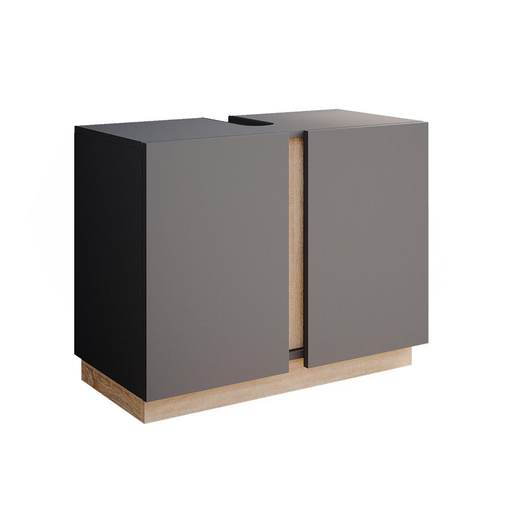 WASCHBECKENUNTERSCHRANK Gloria Anthrazit 70.4 x 55.5 cm mit 2 Türen - Anthrazit/Sonoma Eiche, Holzwerkstoff (70.4/55.5/34.6cm) - Vicco