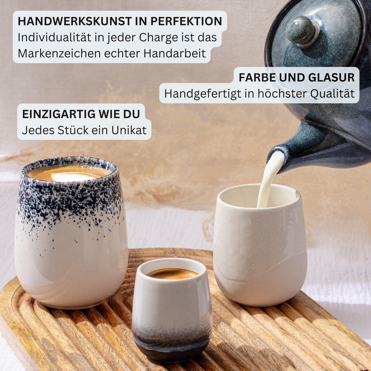 KAFFEEBECHER SIENA - 6 teilig aus Steingut 215 ml - Multicolor, Stein (0.215L) - Sänger