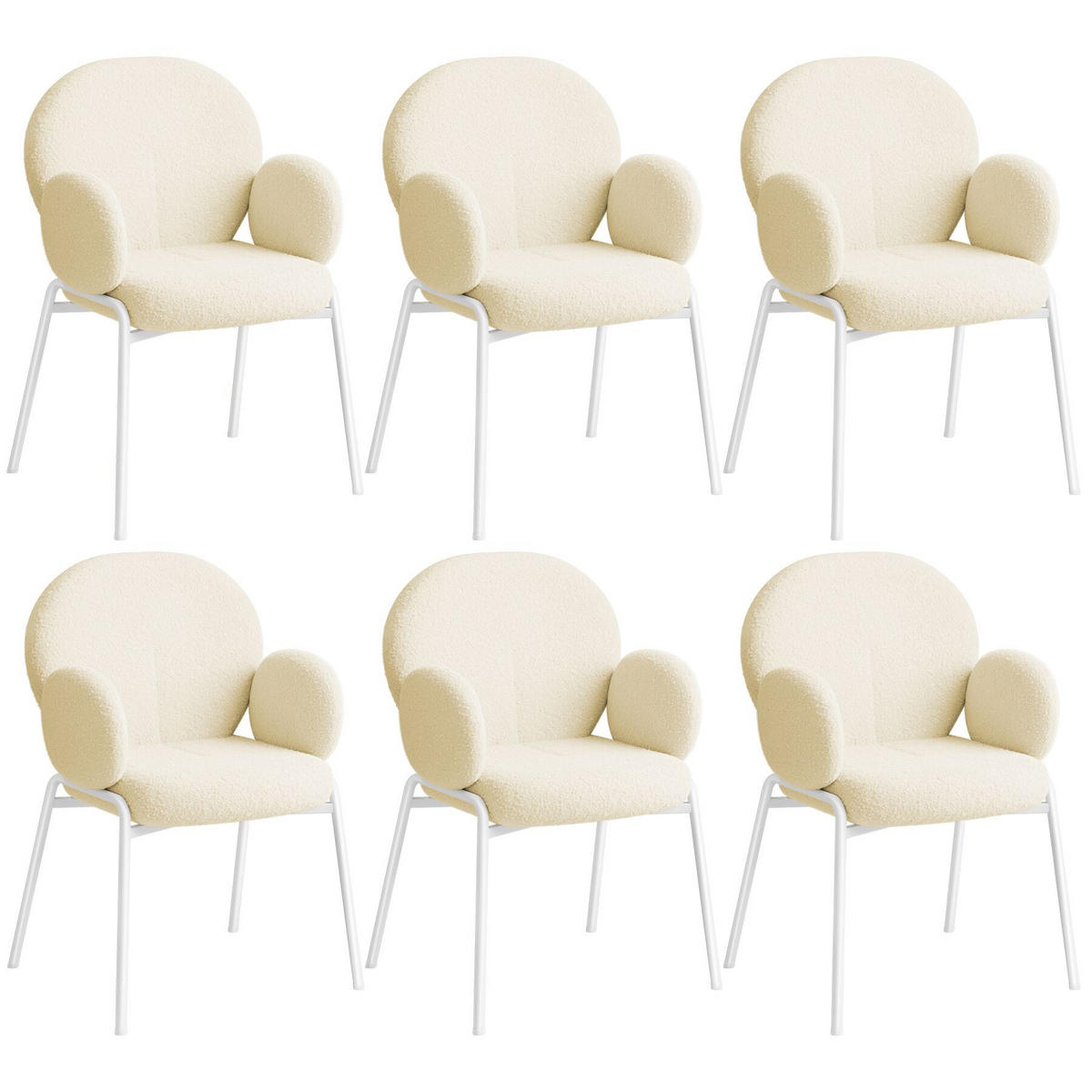 STUHL 6er Set Scandi Belastbarkeit 120 kg 61 5 x 62 x 90 - Creme, Kunststoff (62/90/61.5cm) - tectake