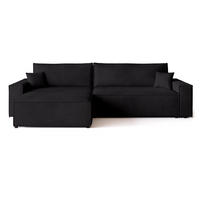 ECKSOFA ADI XL mit Schlaffunktion Schwarz Cord - Schwarz, Textil (272/143cm) - Bromarkt