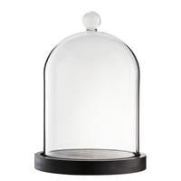 GLASGLOCKE FÜR DUFTKERZEN Dome - Schwarz, Glas/Holzwerkstoff (15/20/15cm) - Butlers