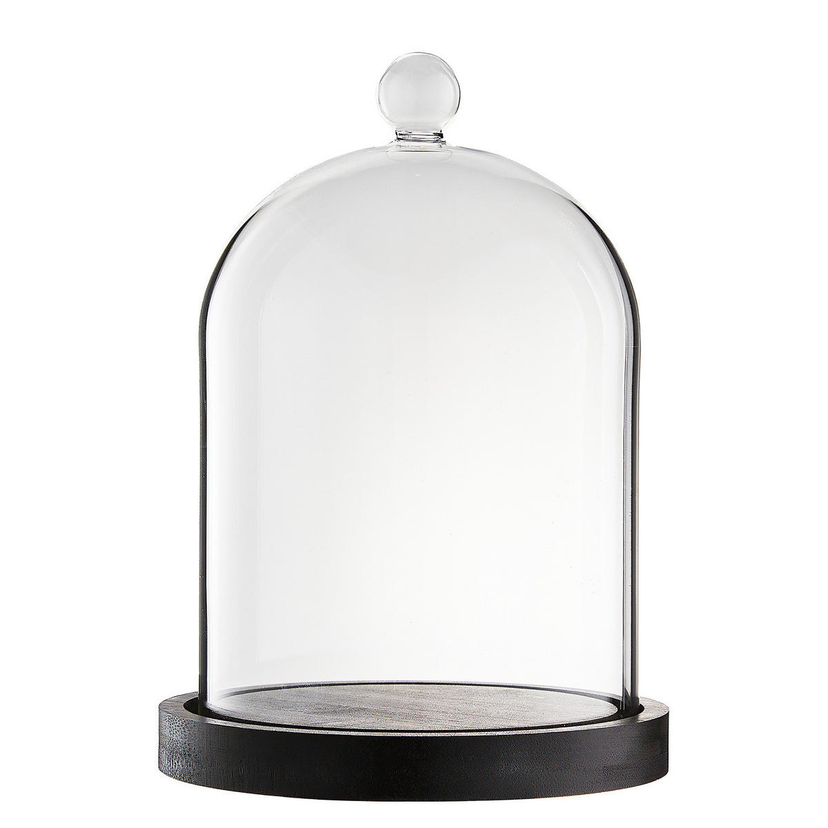 GLASGLOCKE FÜR DUFTKERZEN Dome - Schwarz, Glas/Holzwerkstoff (15/20/15cm) - Butlers