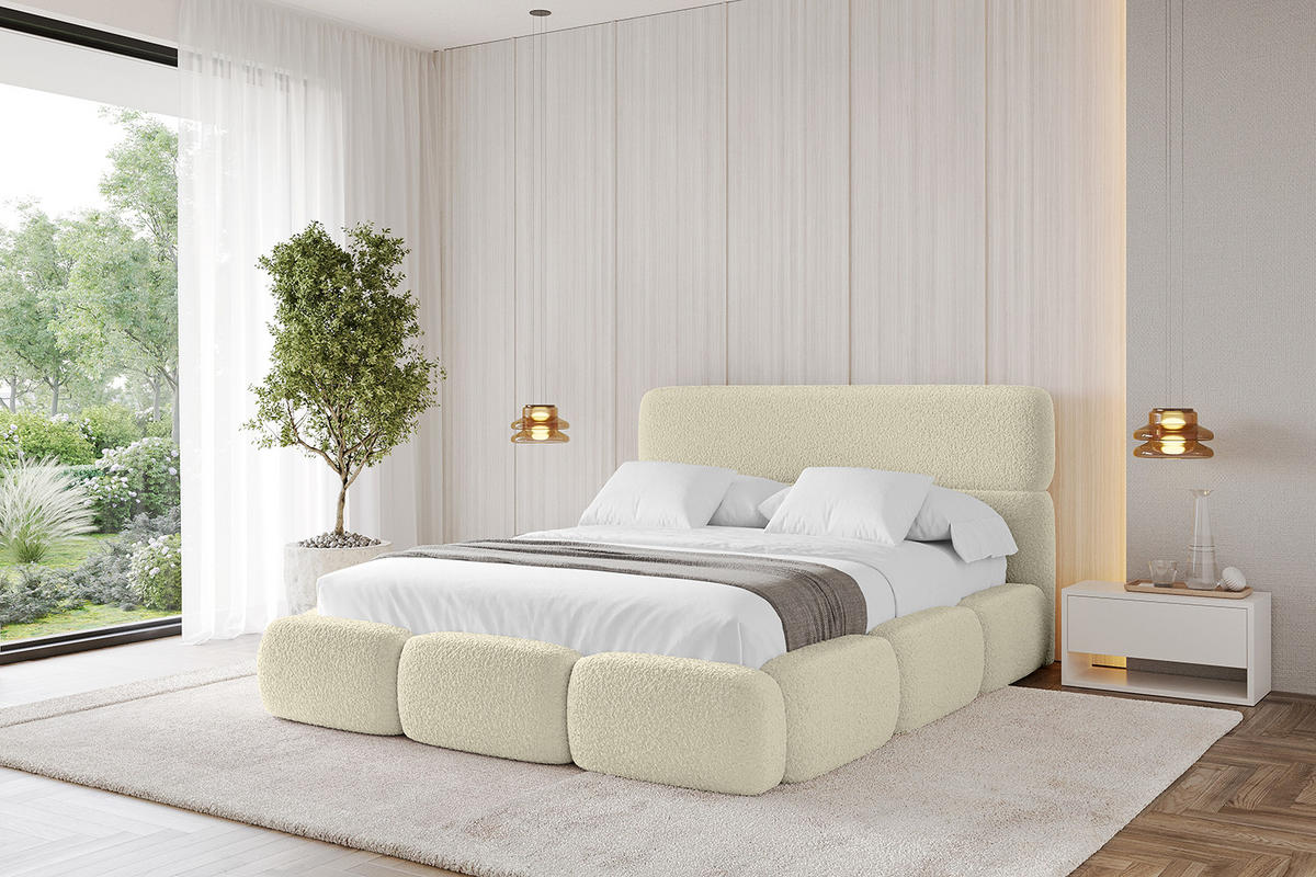 POLSTERBETT mit Bettkasten und Lattenrost, Boxbett ohne Matratze - ELVA 200x200 Beige - Taupe, Holzwerkstoff/Textil (200/200cm) - ALTDECOR