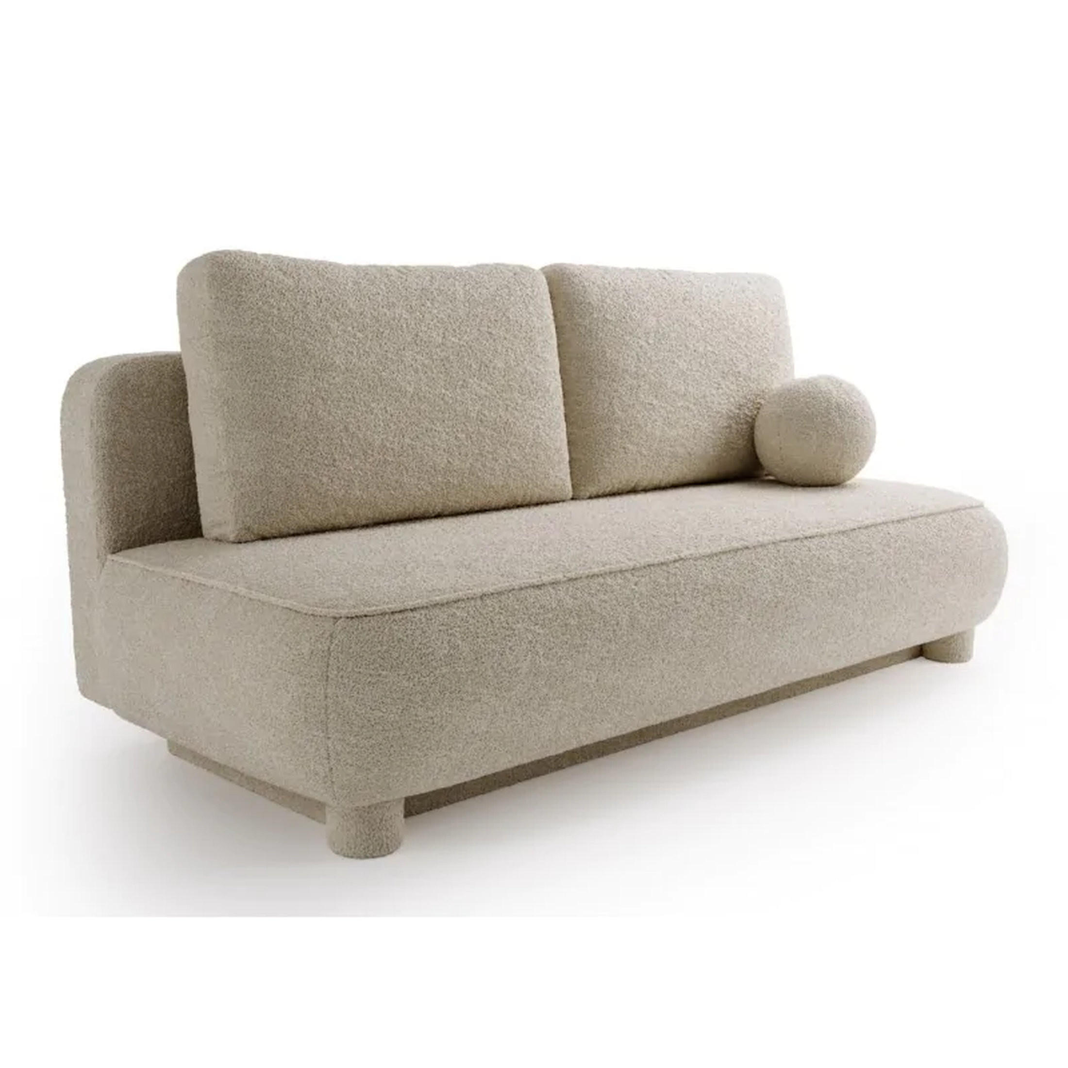 SCHLAFSOFA MAJA, Sofa mit Schlaffunktion und Bettkasten, Farbe: Beige, Bouclé-Stoff - Beige, Textil (209/96/96cm) - Sepro Meble