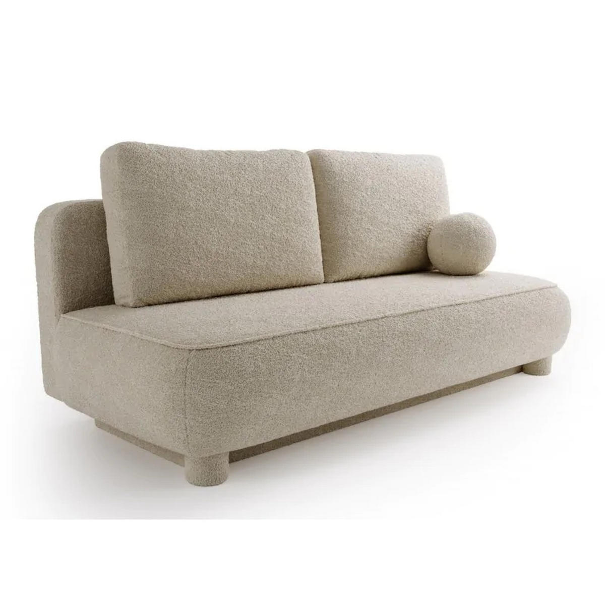 SCHLAFSOFA MAJA, Sofa mit Schlaffunktion und Bettkasten, Farbe: Beige, Bouclé-Stoff - Beige, Textil (209/96/96cm) - Sepro Meble