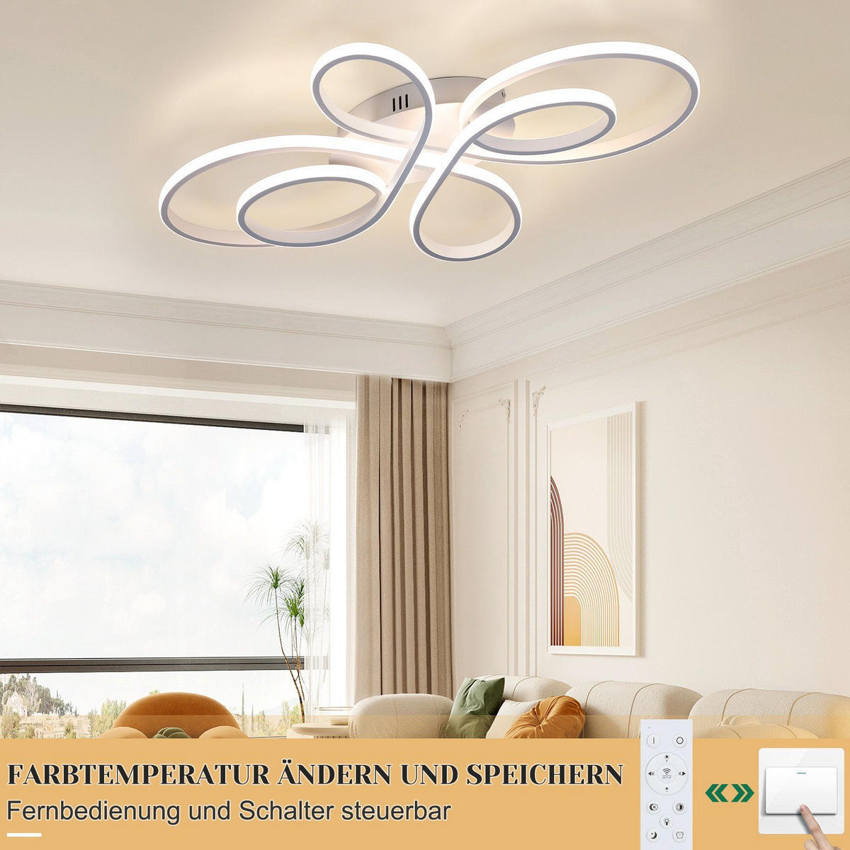 LED-DECKENLEUCHTE Alaric 100/58/9 cm - Weiß, Metall (100/58/9cm) - Nettlife