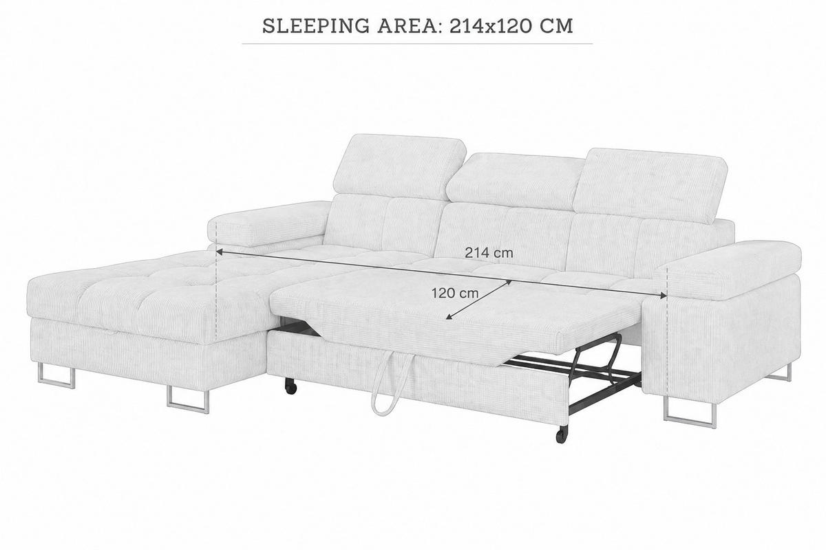 ECKSOFA COMODO Rechts mit Schlaffunktion & Bettkasten Schokobraun - Dunkelbraun, Textil (271/203cm) - KS Home Concept