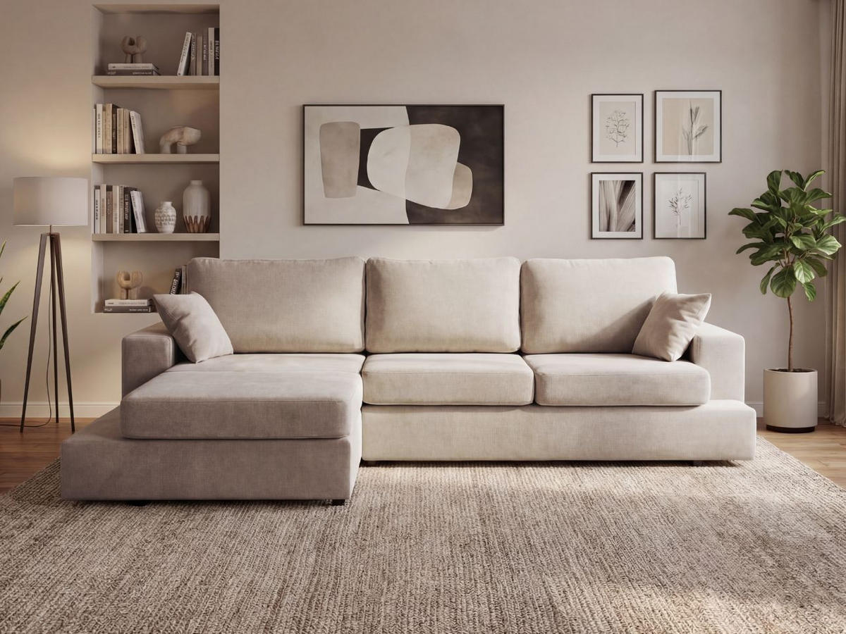 ECKSOFA Nesto Biege Links - Beige, Holz/Textil (260/165cm) - Graingold