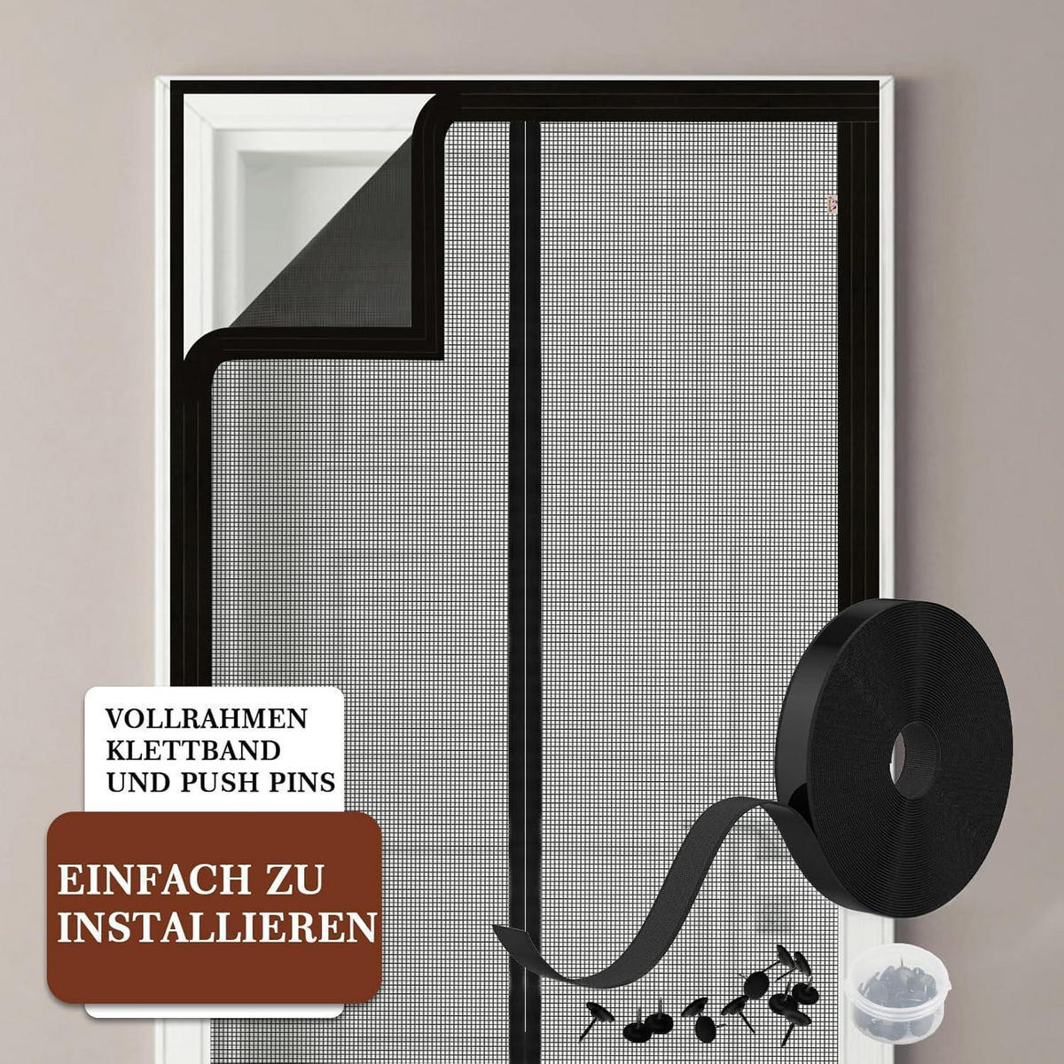 FLIEGENGITTER für Balkontür 74-84 cm x 201-206 cm Schwarz - Schwarz, Textil (25/31/3.5cm)