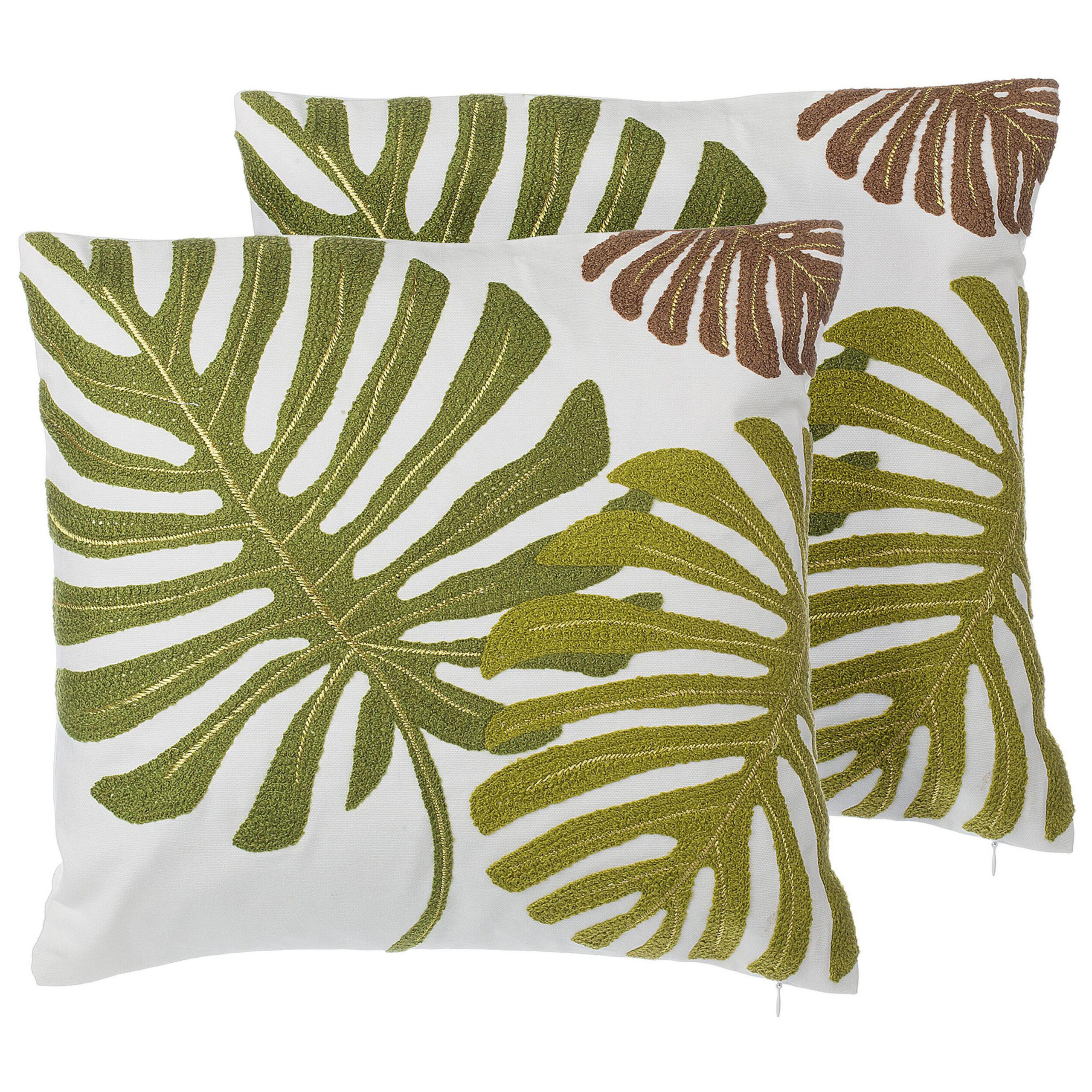 DEKOKISSEN 2er-Set Dunkelgrün 45/45 cm Zenobia - Dunkelgrün, Naturmaterialien/Textil (45/45cm) - Beliani