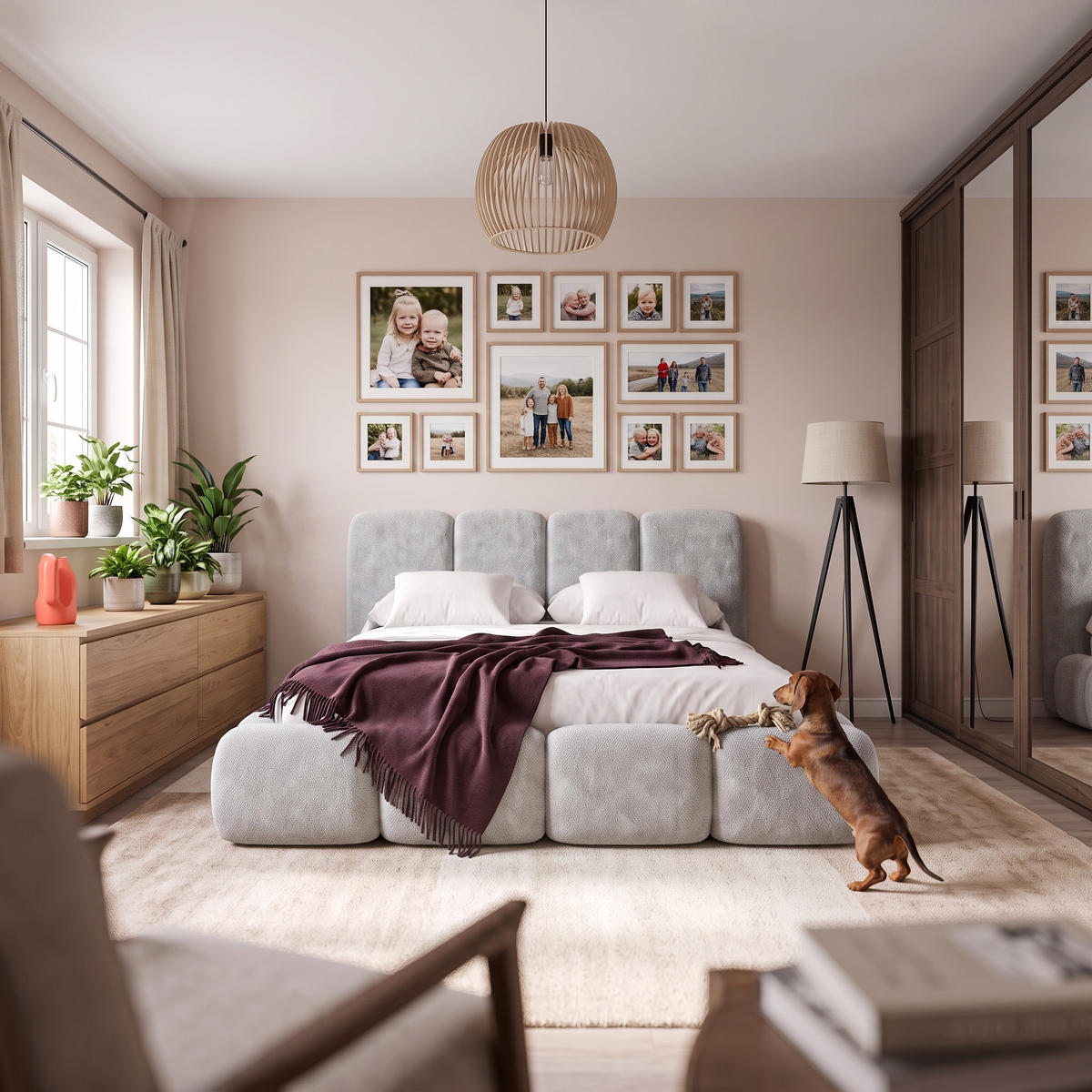 POLSTERBETT SUENO MAXI 180x200 cm in Hellgrau, gepolstertes Kopfteil, Metalllattenrost, Bettkasten, Chenille-Stoff - Hellgrau/Naturfarben, Holz/Textil (180/200cm) - Muffo
