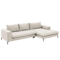 ECKSOFA mit Longchair - Beige, Textil/Metall (321/170cm) - home24