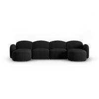 PANORAMASOFA Blair aus Chenille-Stoff mischung schwarz 6 Sitzplätze - Schwarz, Textil (155/80/350cm) - Micadoni