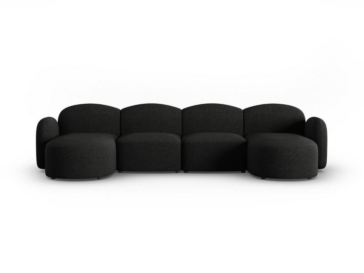 PANORAMASOFA Blair aus Chenille-Stoff mischung schwarz 6 Sitzplätze - Schwarz, Textil (155/80/350cm) - Micadoni
