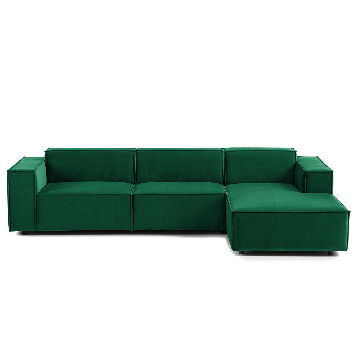 ECKSOFA mit Longchair - Dunkelgrün/Schwarz, Kunststoff/Textil (294/177cm) - home24