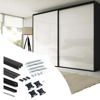 HARDWARE SET für Placard 74 2-Schiebe-Kleiderschrank mit sanftem Schliessen, Profil Sharp, Stärke 16mm, ohne Paneele, Schwarz lackiert - Schwarz, Metall (3.4/8/235cm) - EMUCA