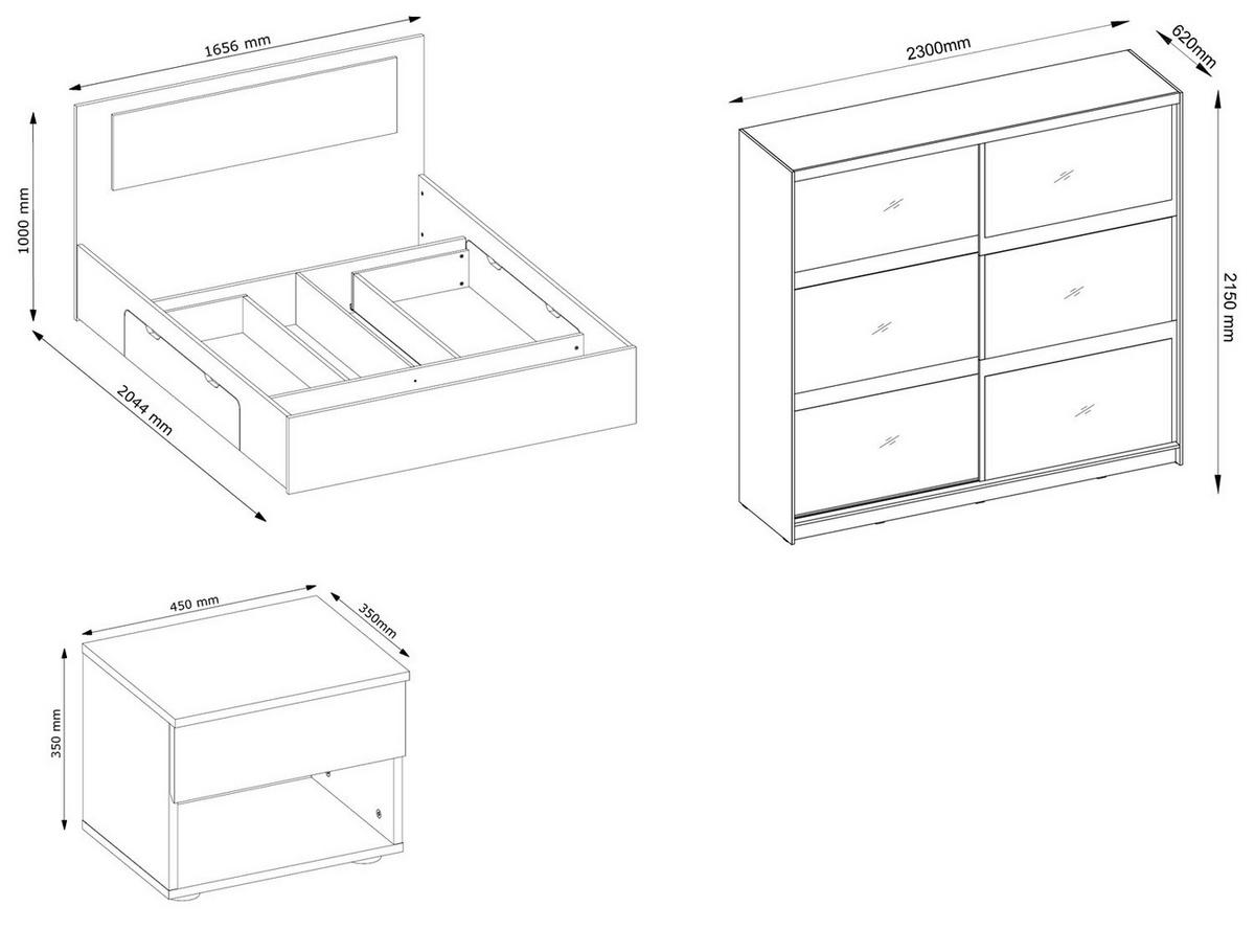SCHLAFZIMMER-SET Fino weiß 4-teilig - Weiß, Holz/Holzwerkstoff (160/200cm) - Feldmann-Wohnen