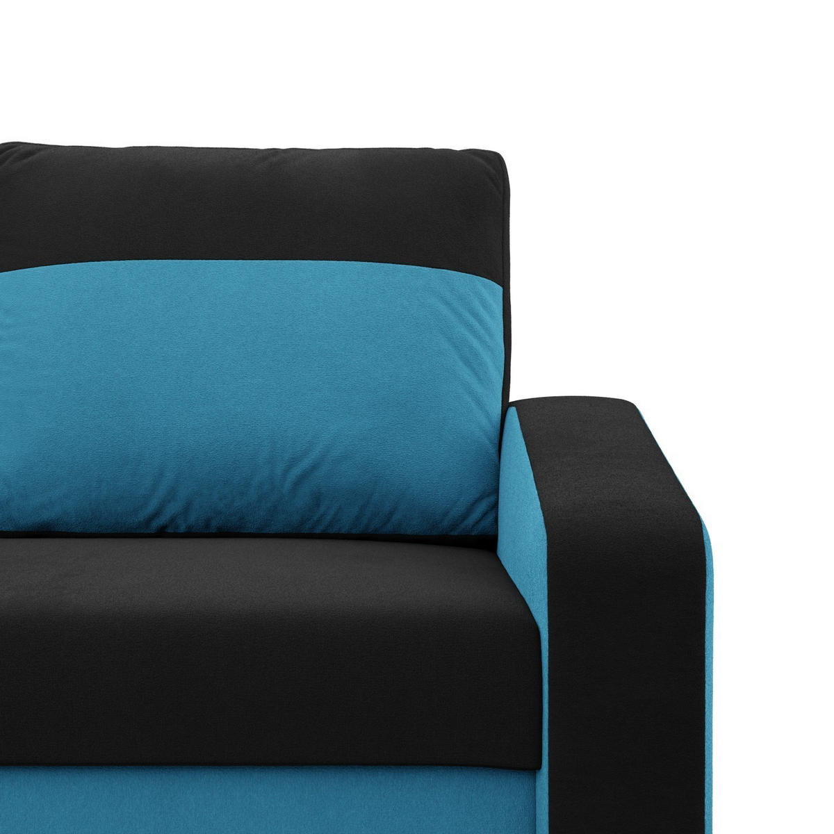 SOFA 3-SITZER MIT SCHLAFFUNKTION ORION, Schwarz + Blau - Blau/Schwarz, Textil (220/85/92cm)