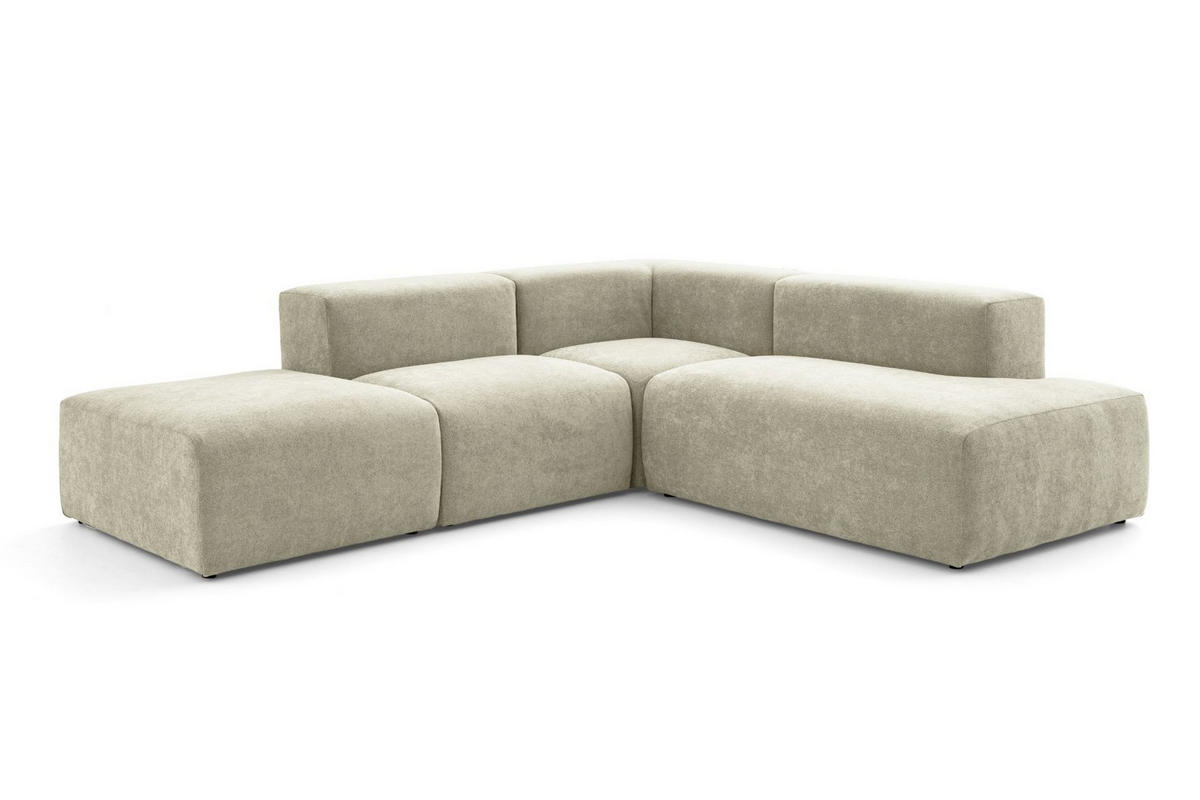 4-SITZER modulares Ecksofa HEAVEN SET 3 Rechts, Breite 270 cm Webstoff Olivgrün - Schwarz/Olivgrün, Holz/Kunststoff (270/245cm) - Muffo