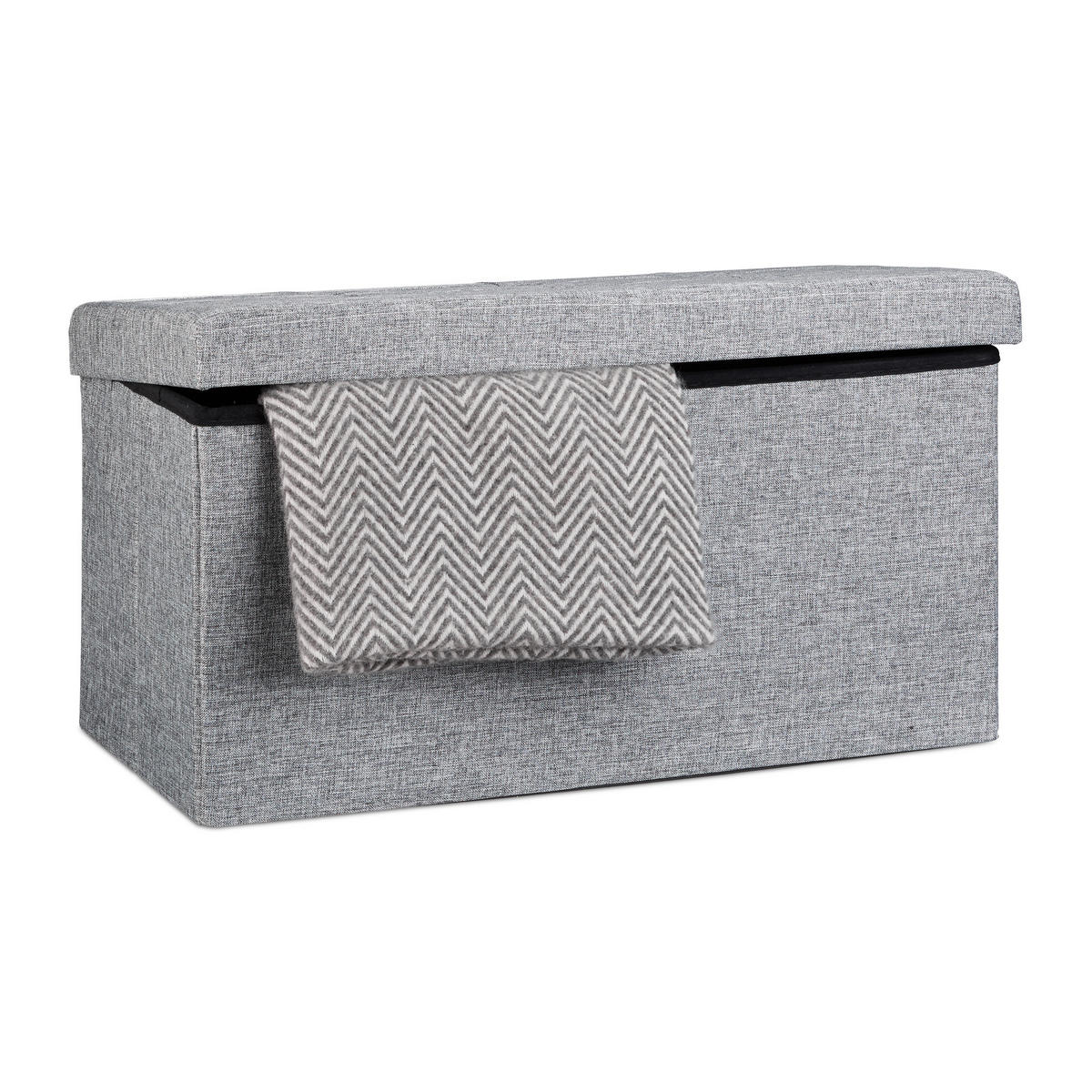 FALTBARE Sitzbank - Grau, Holzwerkstoff/Textil (38/38/76cm) - Relaxdays