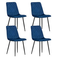 POLSTERSTUHL Sigge (4er Set) - Blau/Schwarz, Textil/Metall (45/89/40cm) - Home Collective
