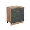 KÜCHENUNTERSCHRANK Fame-Line Grün-Gold Landhaus 80 cm mit 3 Schubladen AP Eiche - Honigeiche/Eiche Wotan, Holzwerkstoff (80/82/60cm) - Vicco