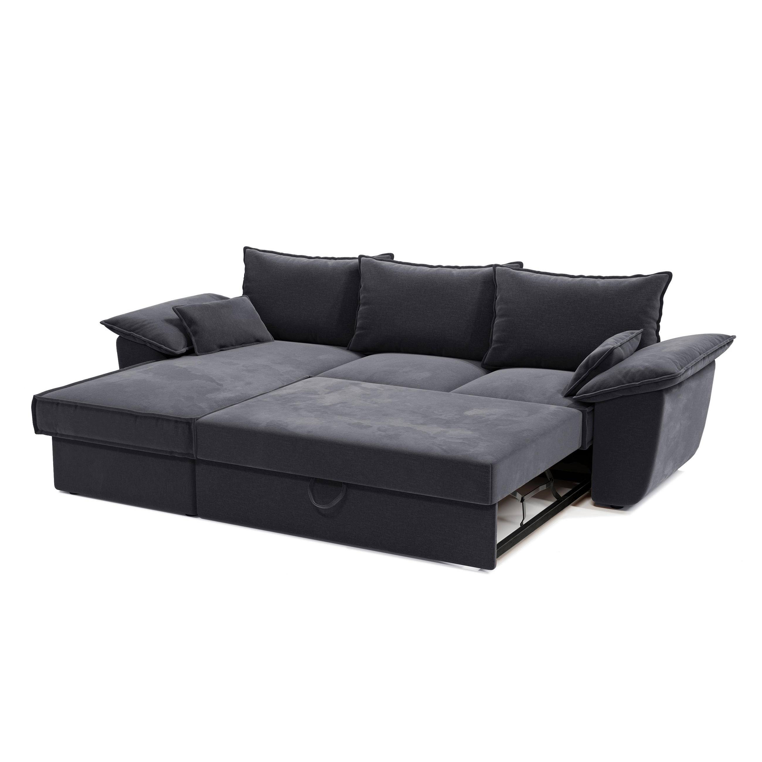 ECKSOFA LINKS Samtstoff Graphitgrau 257cm - Graphitfarben/Grau, Textil (168/257cm) - Sia Home