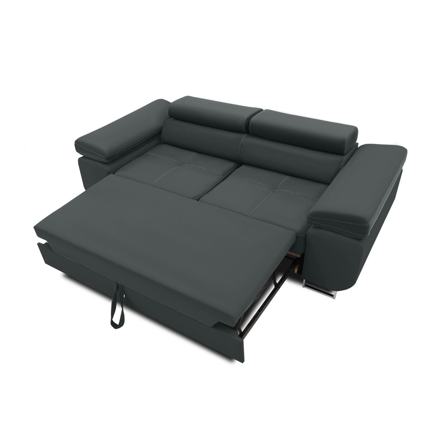 SOFA 2-SITZER MIT SCHLAFFUNKTION RIGATTO Dunkelgrau - Dunkelgrau, Textil (100/71/209cm) - Mebligo