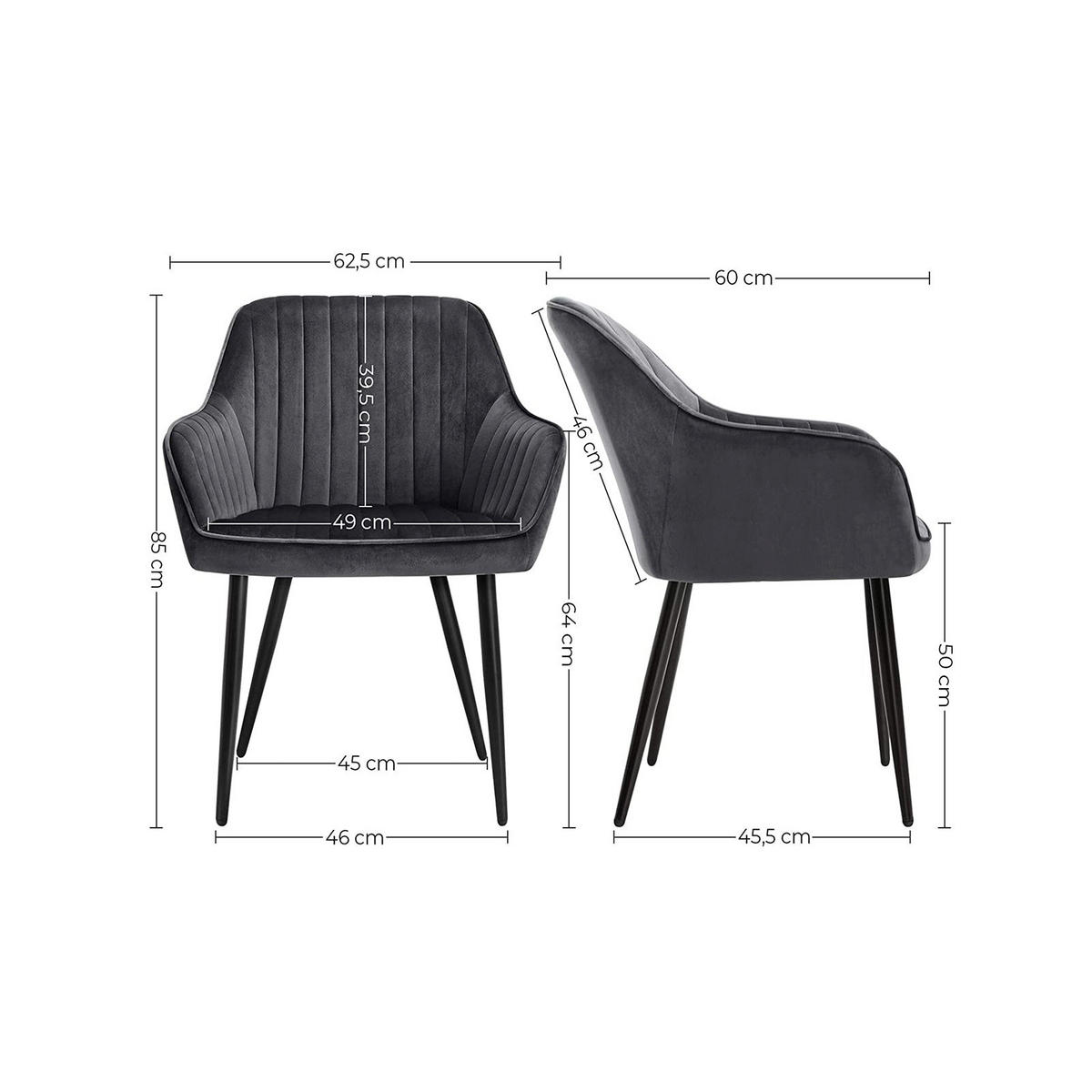 ESSZIMMERSTUHL MIT METALLBEINEN 2ER-SET - Grau, Holzwerkstoff (60/85/62.5cm) - Hansiro