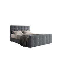 BOXBETT Mit Bettkasten Und Matratze Topper ROMA 200x200 cm Anthrazit H2-Pocket - Anthrazit/Dunkelblau, Holz/Holzwerkstoff (200/200cm) - Kaiser Möbel