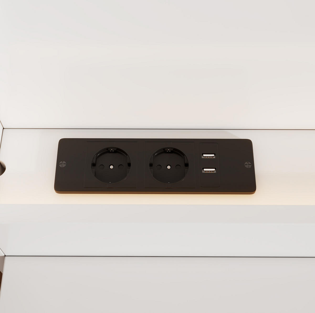 DOPPELBETT 180/200 cm mit USB-Anschlüssen, Steckdosen, LED-Beleuchtung und 2 Nachttischen mit Schubladen, Weiß - Weiß, Holzwerkstoff (180/200cm) - Redom