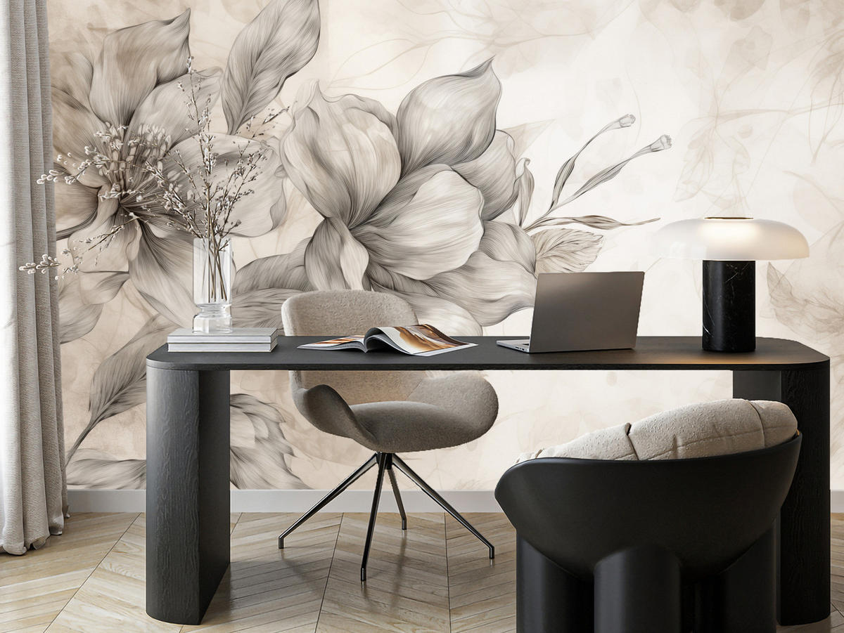 FOTOTAPETE für Wohnzimmer Abstrakt Blume Pflanzen 400x280 - Beige/Braun, Papier (400/280cm) - Muralo