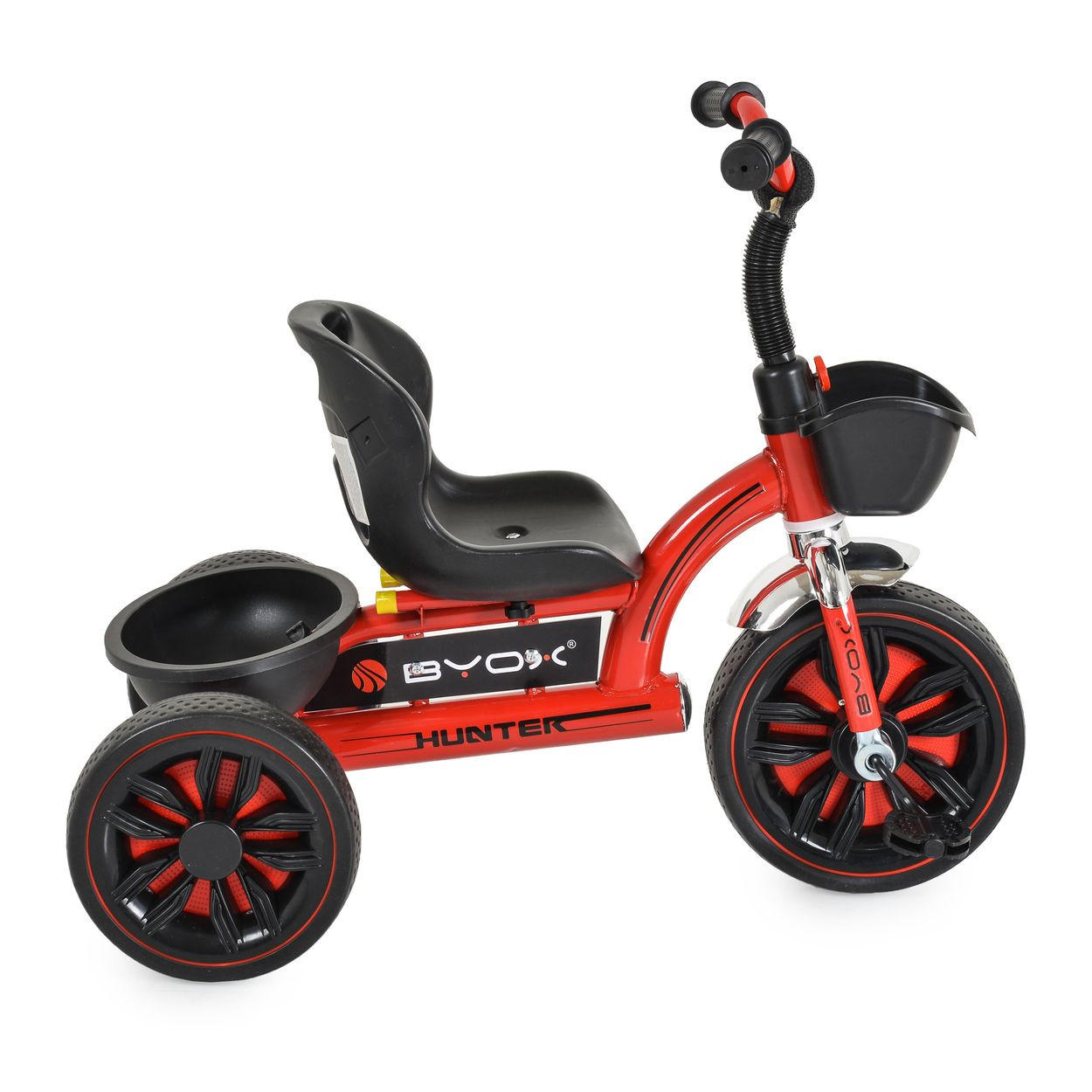 DREIRAD Hunter EVA-Reifen rot verstellbarer Sitz, Korb, ergonomische Griffe - Rot, Metall (75/46/64cm)
