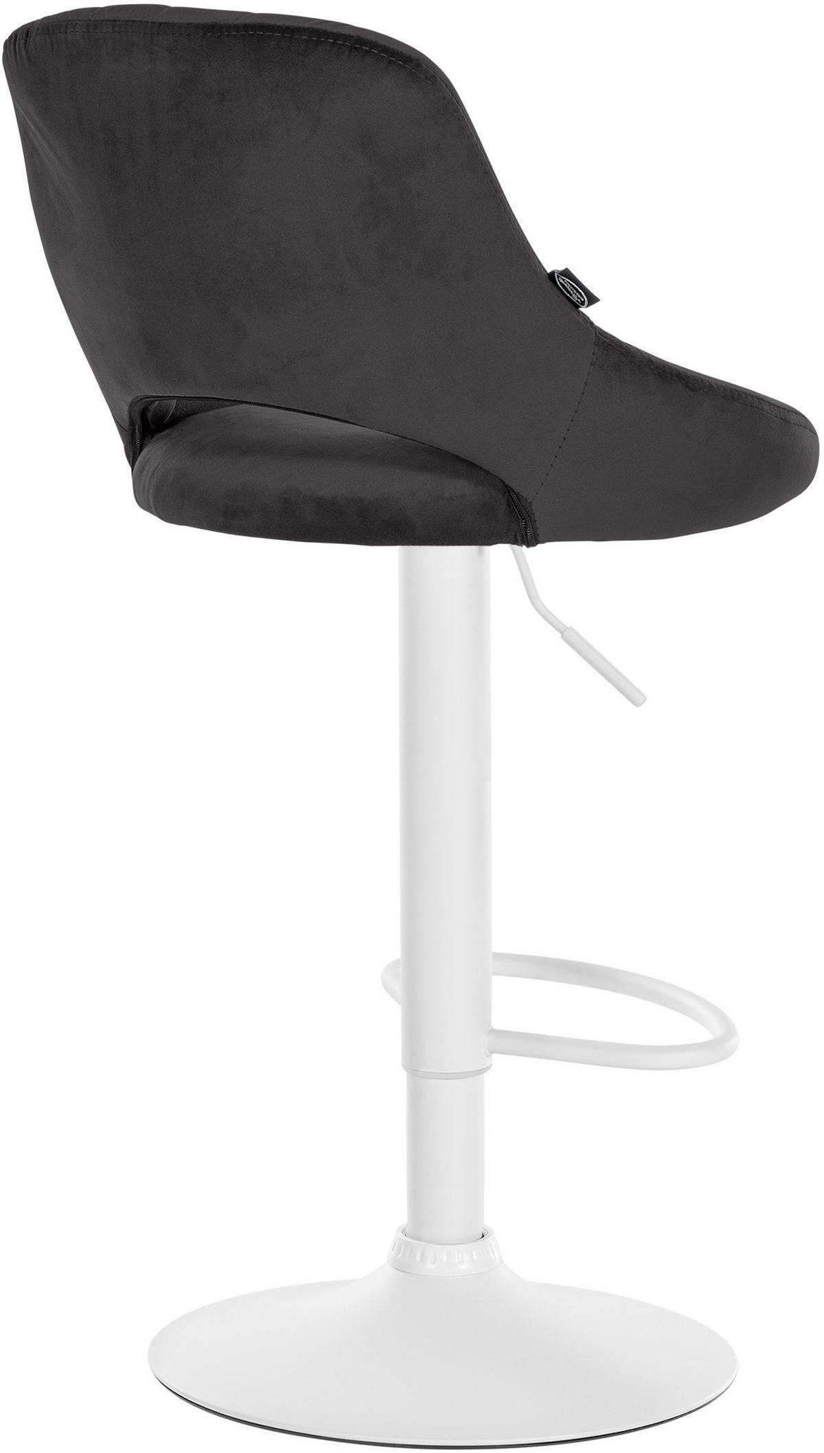 BARHOCKER Milos Samt weiß schwarz - Schwarz/Weiß, Textil/Metall (47/106/48cm) - TPFLiving