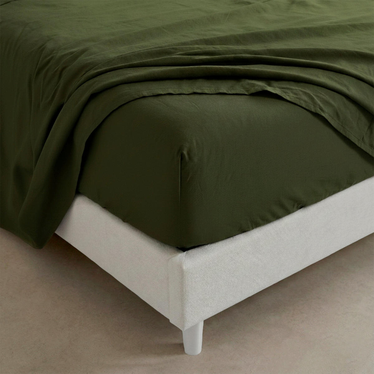SPANNBETTLAKEN Basic Olivgrün 140x200x32 cm (Bett 135/140) - Olivgrün, Textil (140/200cm) - Happy Friday