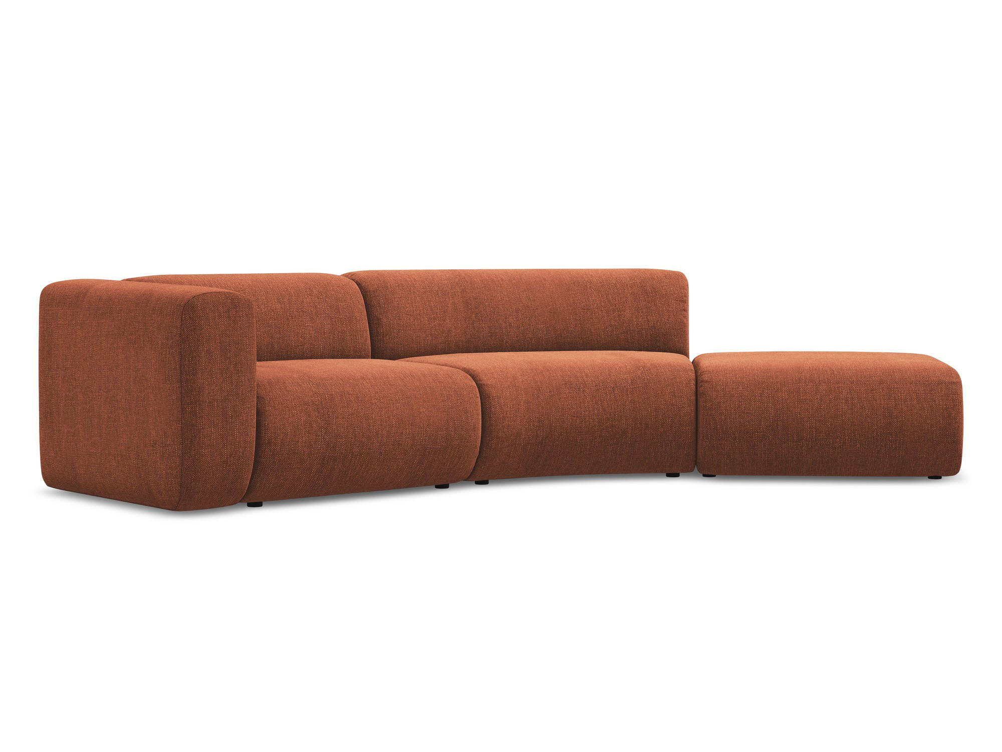 ECKSOFA Rechts Chenille Stoff Orange - Terracotta/Schwarz, Kunststoff/Textil (335/70/166cm) - Makamii