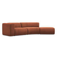 ECKSOFA Rechts Chenille Stoff Orange - Terracotta/Schwarz, Kunststoff/Textil (335/70/166cm) - Makamii