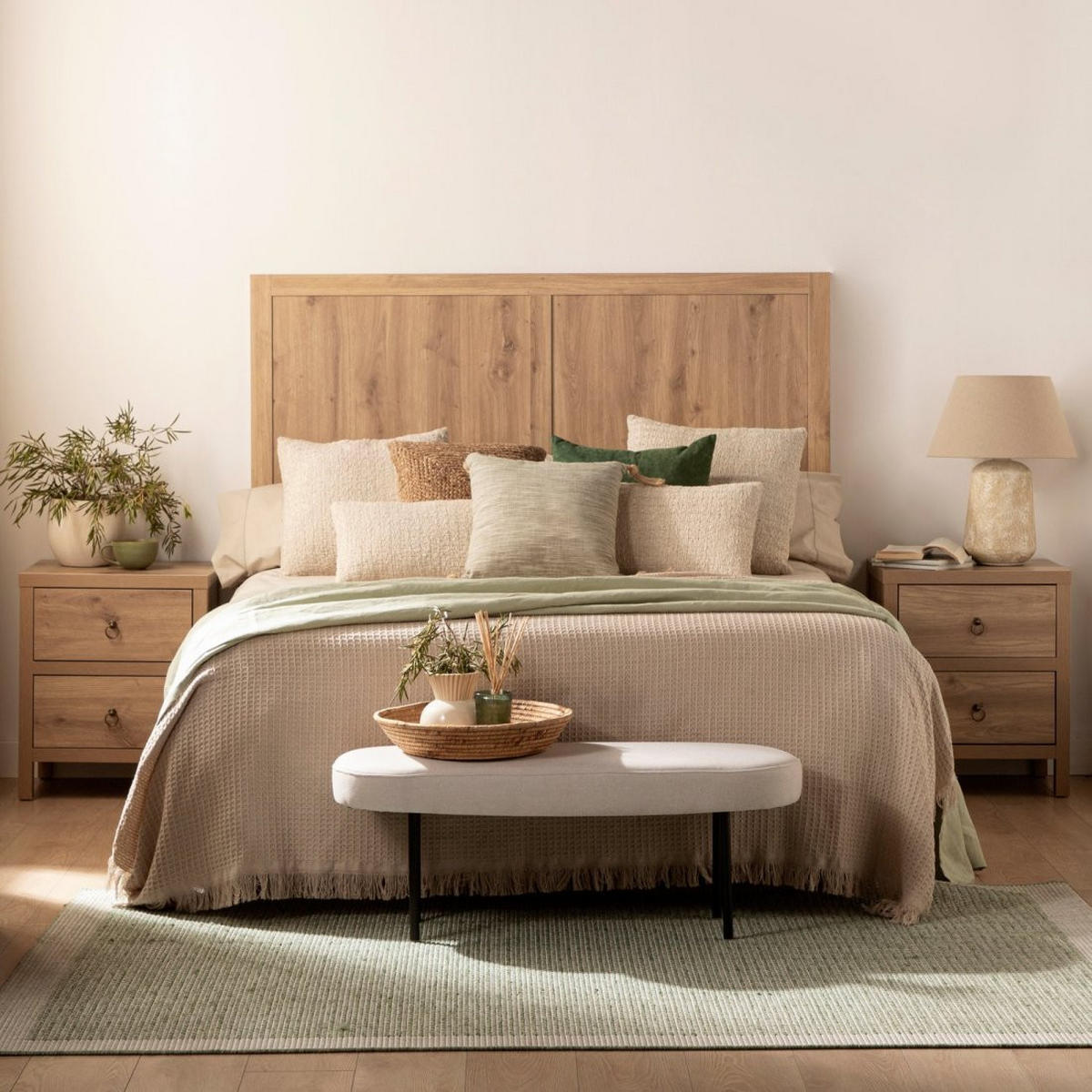 NACHTTISCH 2 SCHUBLADEN Livorno Natürlich 50 cm x 60 cm - Naturfarben, Holzwerkstoff (50/60/39cm)