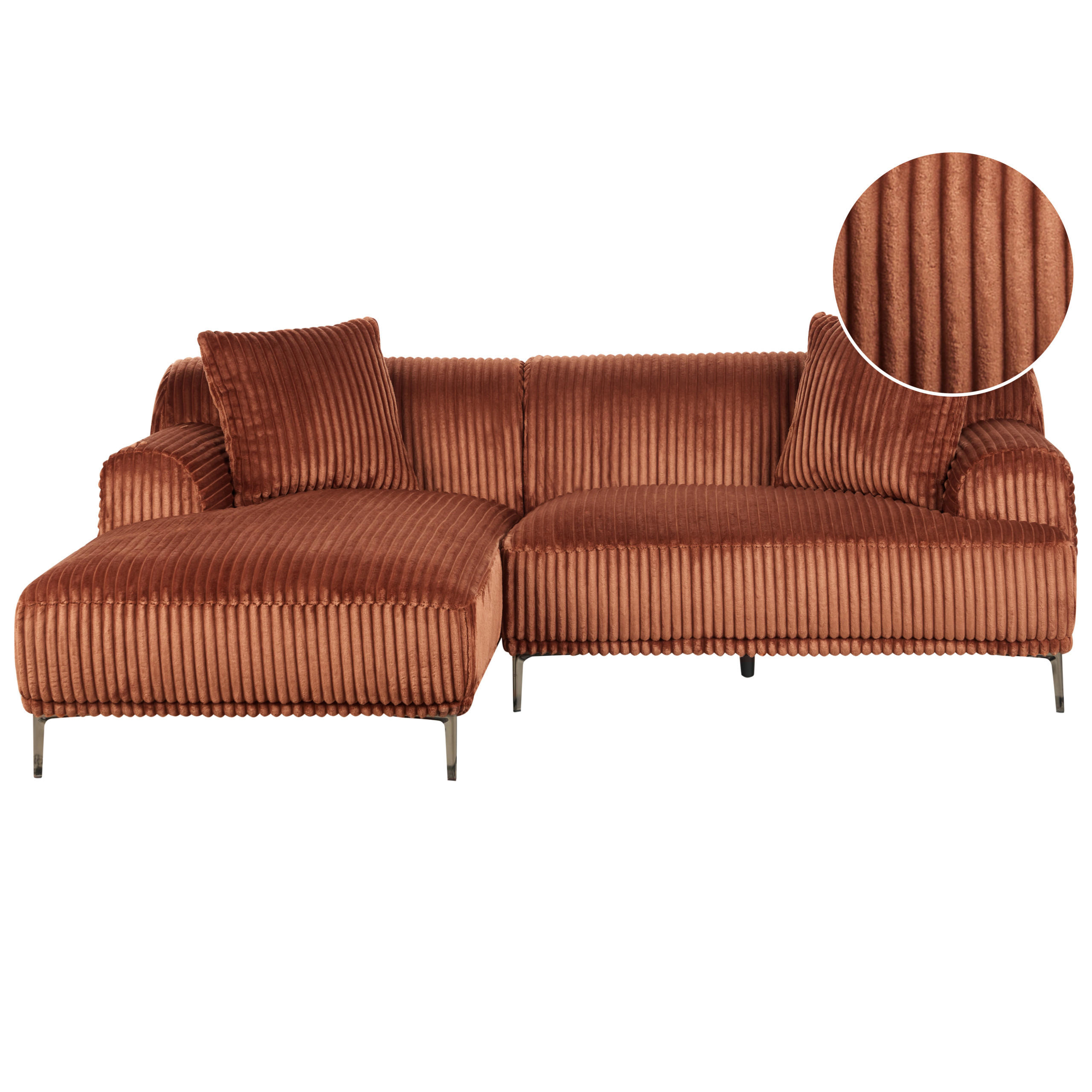 COLȚAR reps reiat maro pe partea dreaptă Stenum - maro/alămiu, material textil (242/168cm) - Beliani