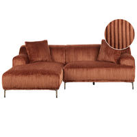COLȚAR reps reiat maro pe partea dreaptă Stenum - maro/alămiu, material textil (242/168cm) - Beliani