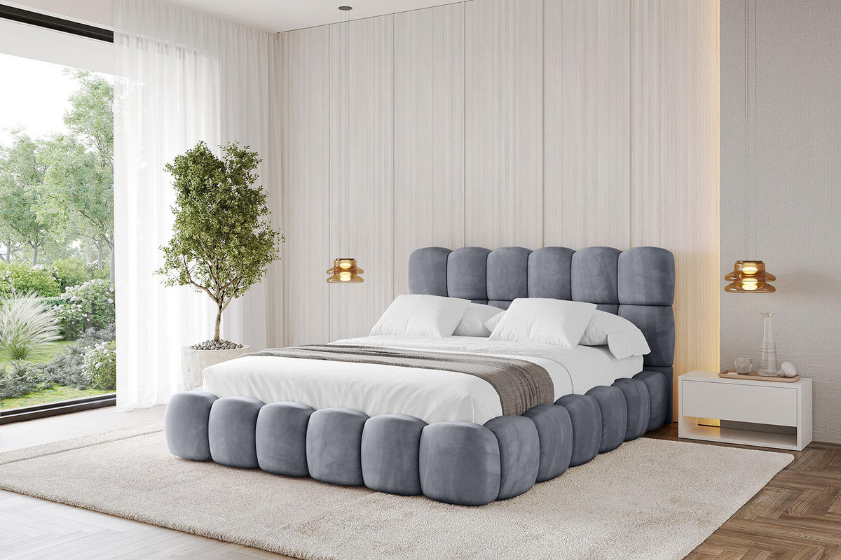 POLSTERBETT mit Bettkasten und Lattenrost, Bett mit Matratze H3/H4 - LEYA 120x200 Grau - Grau, Holzwerkstoff/Textil (120/200cm) - ALTDECOR
