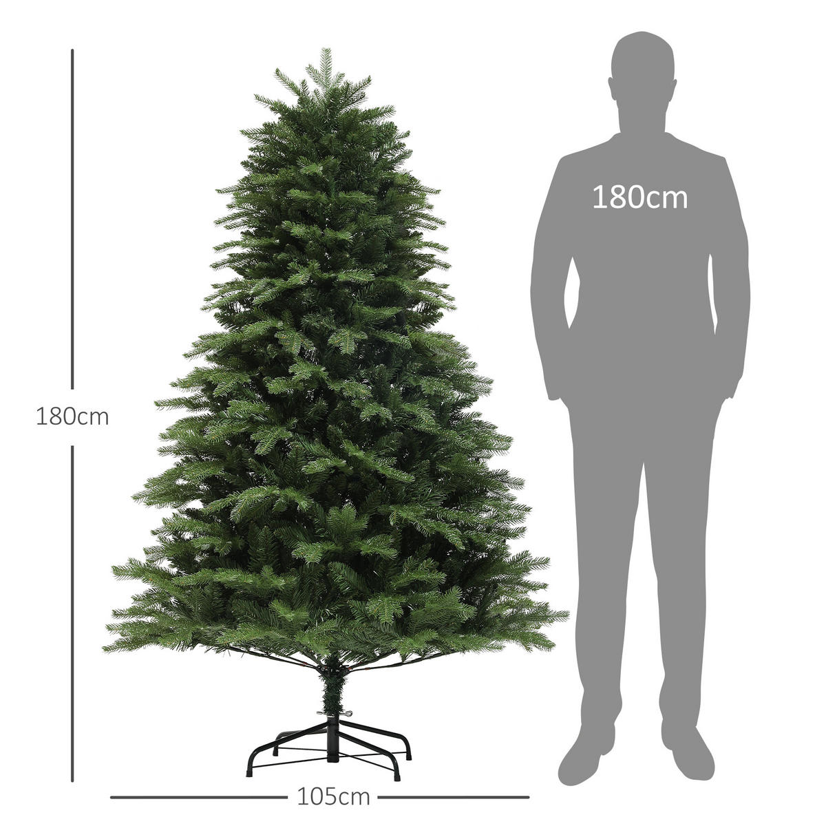 WEIHNACHTSBAUM 180 cm , Alpentanne, naturgetreu, Grün - Grün, Kunststoff (180cm) - HOMCOM