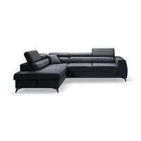 ECKSOFA PIERO L Links mit Schlaffunktion 195x125 Velours Dunkelgrau - Dunkelgrau/Schwarz, Holz/Textil (268/203cm) - Muffo