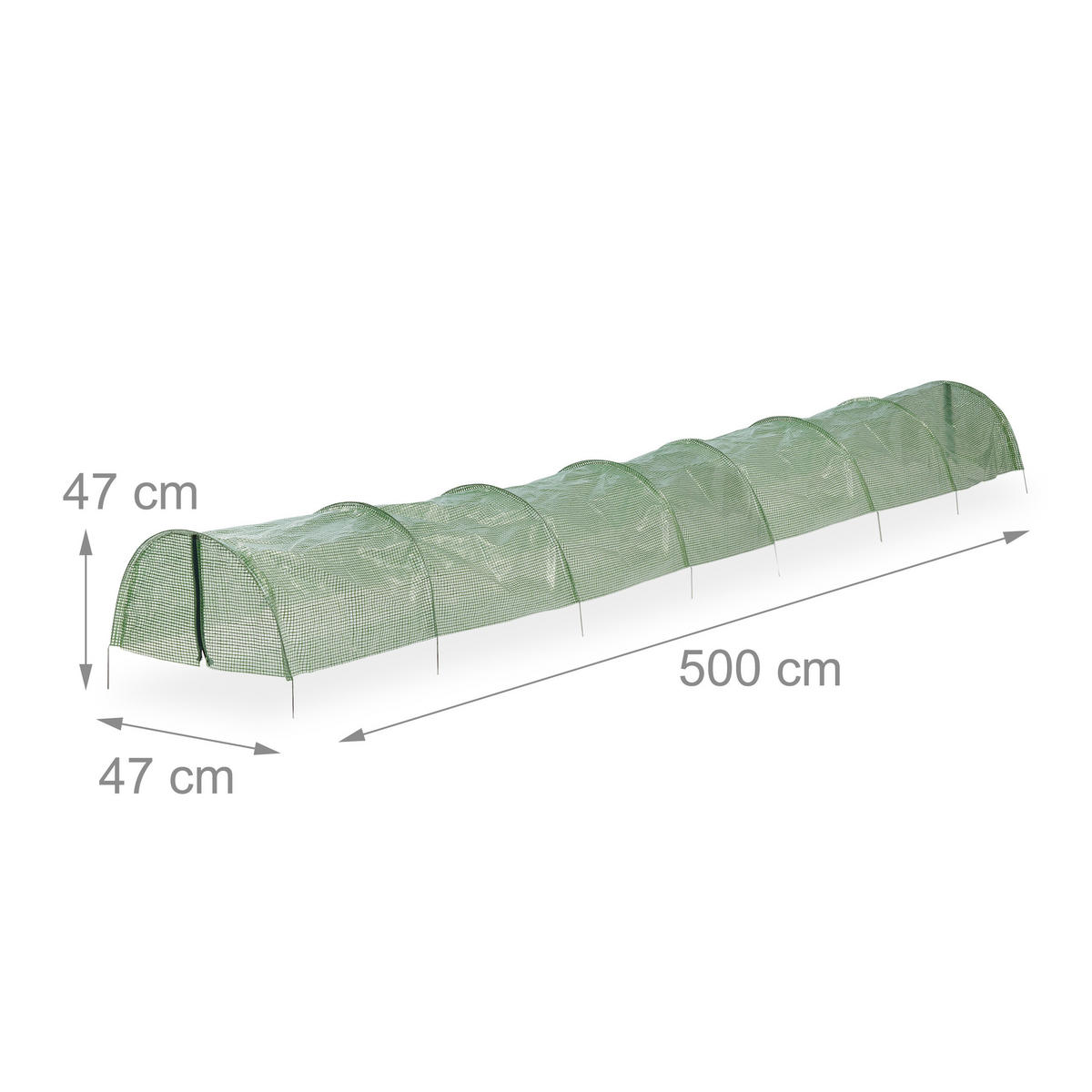 FOLIENTUNNEL - Dunkelgrün, Kunststoff/Metall (47/47/500cm) - Relaxdays