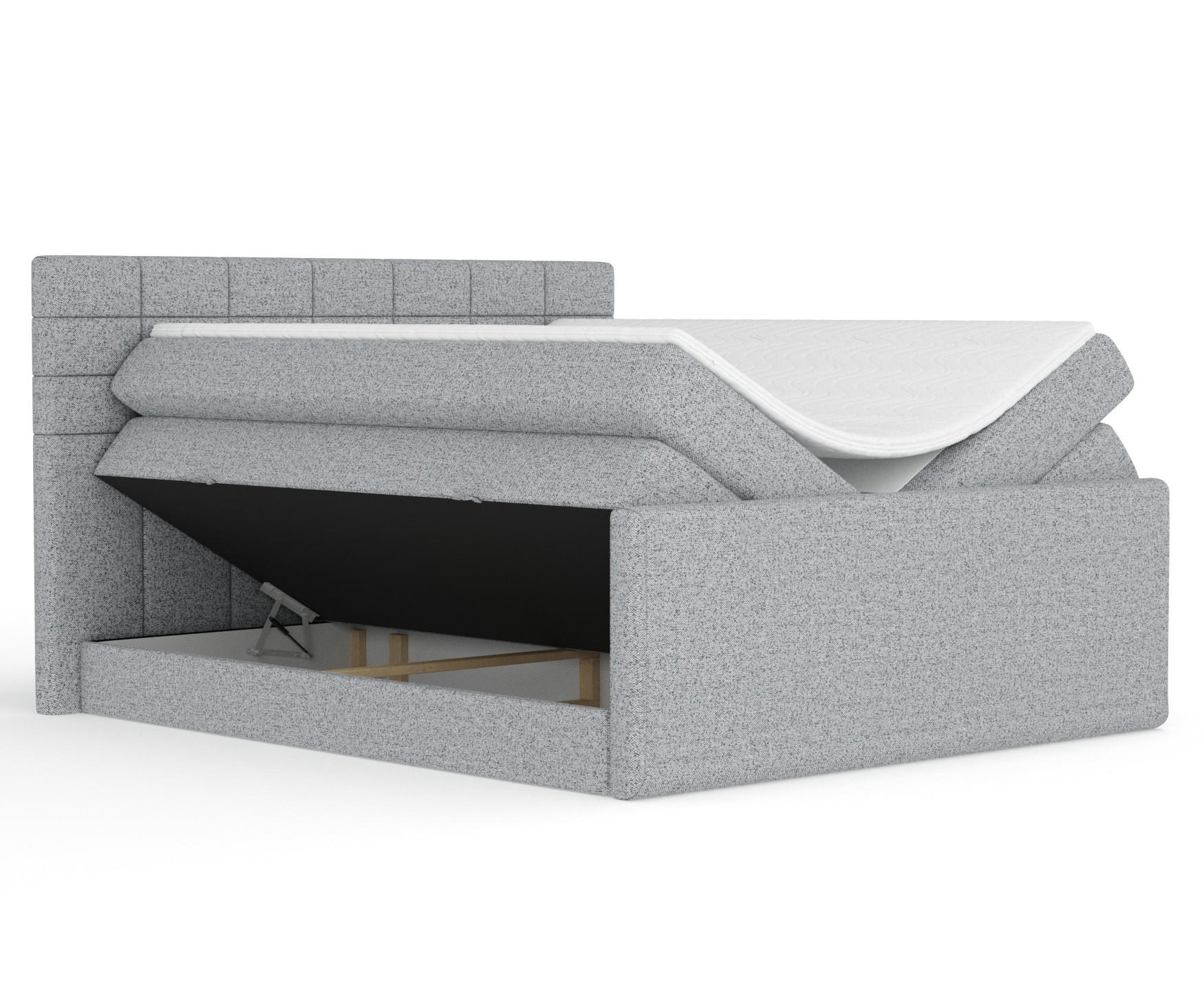 Thumbnail - Maison de Reve Boxspringbett, Grau, Textil, Buche, Kiefer, H3 + H4, 7-Zonen, Höhe ca. 40 cm, 160x200 cm, Handmade in Eur...