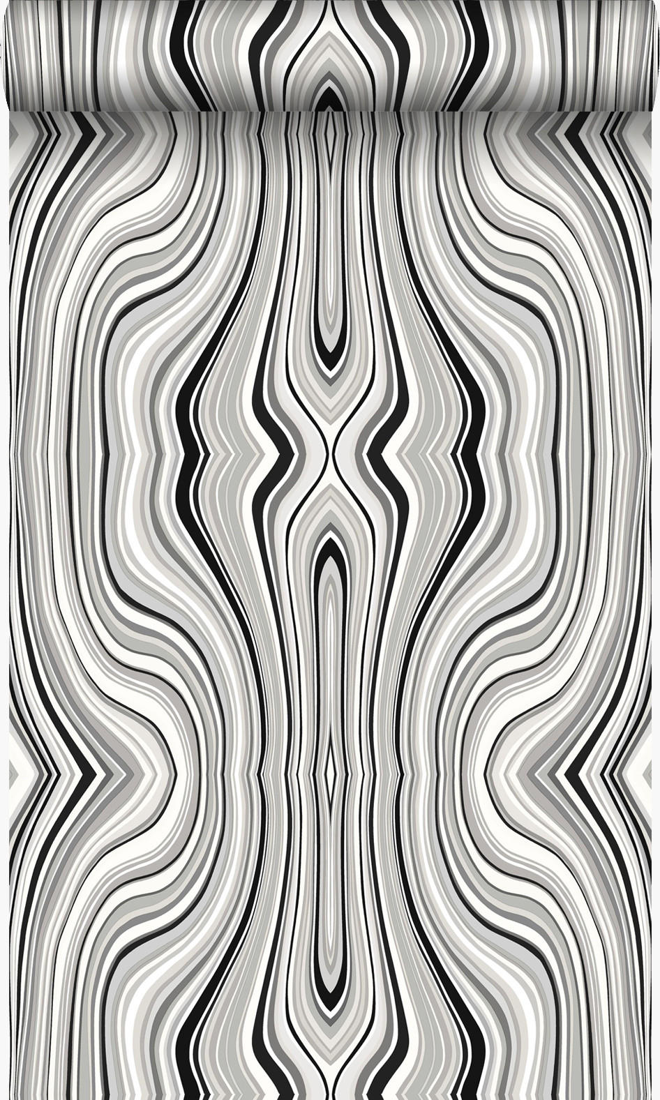 TAPETE grafische Linien 53 cm x 10.05 m - Schwarz, Papier (53/1000cm) - Origin Wallcoverings